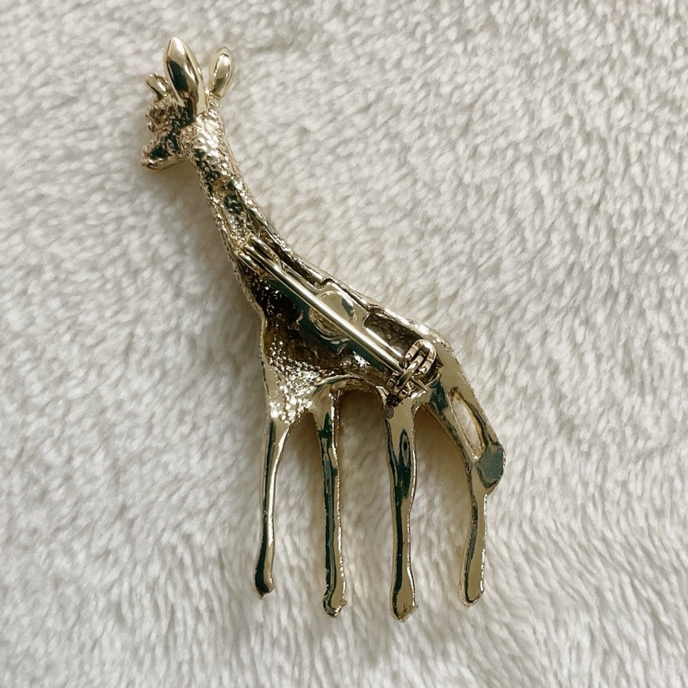 Vintage 1970s Giraffe Brooch Set – Mother & Baby Figural Animal Pins Rhinestone - Picture 10 of 13